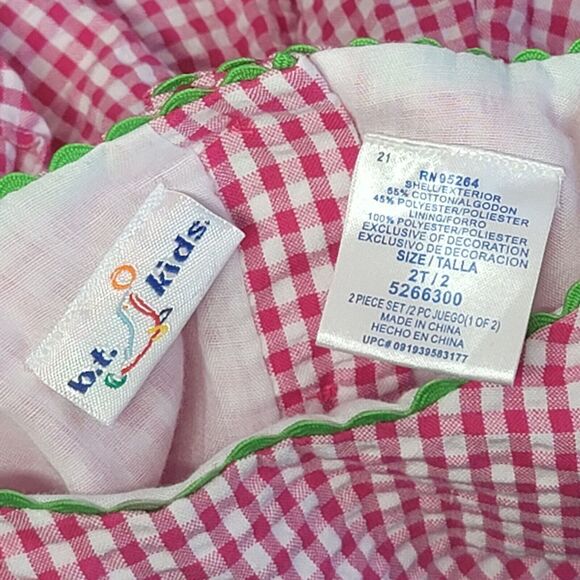 Toddler Dress 2T Seersucker Baby Togs Ladybug Flowers Pink Gingham Embroidered - Picture 6 of 8